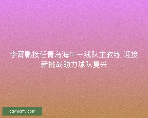 李霄鹏接任青岛海牛一线队主教练 迎接新挑战助力球队复兴